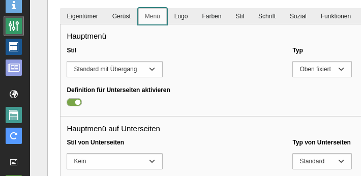 Menü mit Easyconf-Formular anpassen